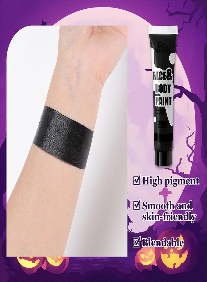 PASNOWFU Black Face Body Paint - Professional Water-Based Non-Toxic Body Painting for Zombie Vampire Halloween SFX Cosplay, Full Coverage Washable Cream for Costume Party Theater Stage Performance - Image 3